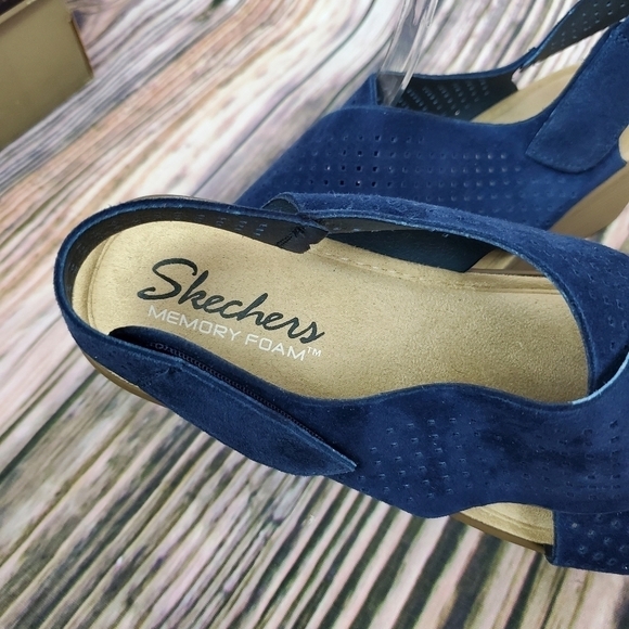 Skechers Perforated Suede Slingback Demi Sandals Blue Size 6 - Picture 11 of 12
